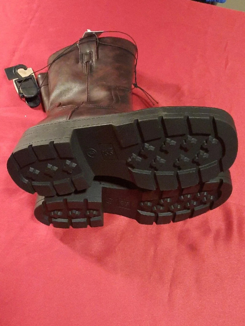 No Boundaries Brown Chunky Lug-Sole Side Zipper Mid-Calf Pull Off Boots - Picture 5 of 6